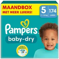 Pampers Baby-Dry Maat 5 - 174 Luiers - 11kg-16kg - Maandbox