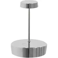 Zafferano Swap mini accu-tafellamp folie zilver mini, dimbaar, chroom / zilver, Woon-/ Eetkamer, Aluminium, Modern