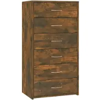 vidaXL Dressoir met 6 lades 50x34x96 cm bewerkt hout gerookt eiken