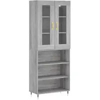 vidaXL Hoge kast 69,5x34x180 cm bewerkt hout grijs sonoma eikenkleurig