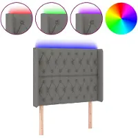 vidaXL Hoofdbord LED 103x16x118/128 cm stof donkergrijs