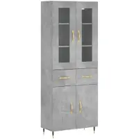 vidaXL Hoge kast 69,5x34x180 cm bewerkt hout betongrijs