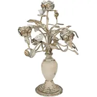 Clayre & Eef Kandelaar 48 cm Beige Ijzer Bloemen Kaarsenstandaard Beige Kaarsenstandaard