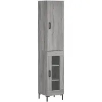 vidaXL Hoge kast 34,5x34x180 cm bewerkt hout grijs sonoma eikenkleurig