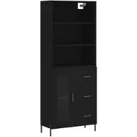 vidaXL Hoge kast 69,5x34x180 cm bewerkt hout zwart