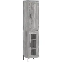 vidaXL Hoge kast 34,5x34x180 cm bewerkt hout grijs sonoma eikenkleurig