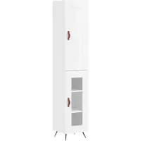 vidaXL Hoge kast 34,5x34x180 cm bewerkt hout hoogglans wit
