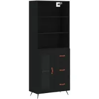 vidaXL Hoge kast 69,5x34x180 cm bewerkt hout zwart