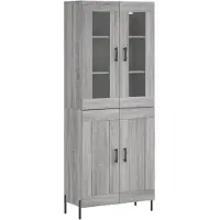 vidaXL Hoge kast 69,5x34x180 cm bewerkt hout grijs sonoma eikenkleurig