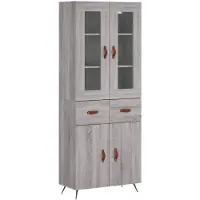 vidaXL Hoge kast 69,5x34x180 cm bewerkt hout grijs sonoma eikenkleurig