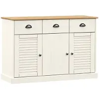 vidaXL Dressoir met lades VIGO 113x40x75 cm massief grenenhout wit