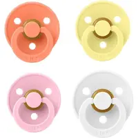 BIBS fopspeen 0-6 maand Set 4 stuks Baby Pink,White,Sun Shine en Papaya maat 1