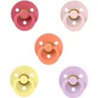 BIBS fopspenen 0-6 maand set 5 stuks Sunshine,Papaya,Blossom,Dusky Lilac en Coral maat 1