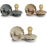 Frigg DAISY Fopspeen set 3 stuks French Gray,Croissant en Cream 0-6 maand