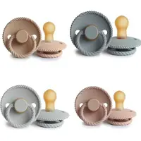 Frigg ROPE Fopspeen set 4 stuks French Gray,Silver Gray,Croissant en Blush 6-18 maand