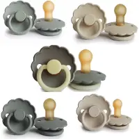 Frigg DAISY Fopspeen set 5 stuks Sage,French Gray,Sandstone,Cream en Portobello Night Glow 0-6 maand