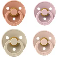 BIBS fopspeen 0-6 maand Set 4 stuks Peach,Pink Plum,Vanilla en Blush Maat 1