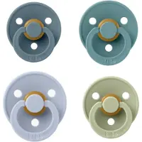BIBS fopspeen 0-6 maanden Set 4 stuks Petrol,Island Sea,Sage en Sky Blue Maat 1