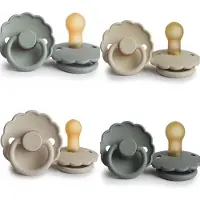 Frigg DAISY Fopspeen set 4 stuks Sage,French Gray,Sandstone en Cream 0-6 maand