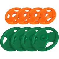 Gorilla Sports Voordeelbundel Olympische halterschijven 4 x 2,5 + 4 x 5 kg Gripper Gietijzer Rubber Coating - 50 mm