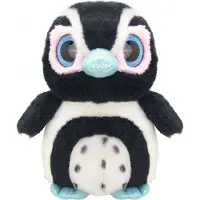 Wild Planet Pluche pinguïn knuffel - Zwart/wit met glitter ogen - 17 cm