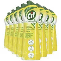 Cif - Cleanboost Schuurmiddel - Cream Citroen - 100% natuurlijke bestanddelen, 1 product voor 101 oppervlakken - 8 flessen x 750 ml
