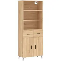 vidaXL Hoge kast 69,5x34x180 cm bewerkt hout sonoma eikenkleurig