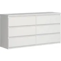 Forte CHELSEA Ladekast met 6 lades - Mat witte kleur - L 154 x D 42,2 x H 79,9 cm