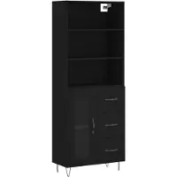 vidaXL Hoge kast 69,5x34x180 cm bewerkt hout zwart