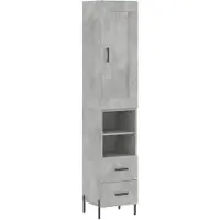 vidaXL Hoge kast 34,5x34x180 cm bewerkt hout betongrijs