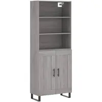 vidaXL Hoge kast 69,5x34x180 cm bewerkt hout grijs sonoma eikenkleurig