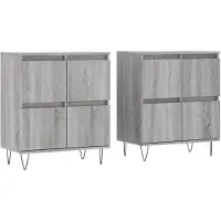 vidaXL Dressoirs, 2 stuks, grijs Sonoma, houtfineer