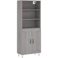 vidaXL Hoge kast 69,5x34x180 cm bewerkt hout grijs sonoma eikenkleurig