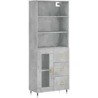 vidaXL Hoge kast 69,5x34x180 cm bewerkt hout betongrijs