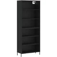 vidaXL Hoge kast 69,5x32,5x180 cm bewerkt hout zwart