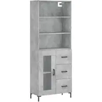 vidaXL Hoge kast 69,5x34x180 cm bewerkt hout betongrijs