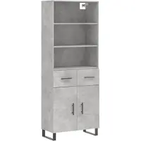 vidaXL Hoge kast 69,5x34x180 cm bewerkt hout betongrijs