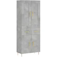 vidaXL Hoge kast 69,5x34x180 cm bewerkt hout betongrijs