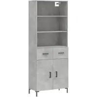 vidaXL Hoge kast 69,5x34x180 cm bewerkt hout betongrijs
