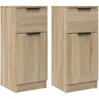 vidaXL Dressoirs 2 st 30x30x70 cm bewerkt hout sonoma eikenkleurig