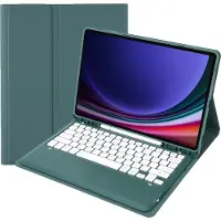 Mobigear Tablethoes geschikt voor Samsung Galaxy Tab S9 Plus Hoes | Keys QWERTY Bluetooth Toetsenbord Bookcase + Stylus Houder - Groen