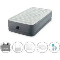 Intex luchtbedset - 1-Persoons - 99 x 191 x 46 cm - Grijs - Met electrische pomp + Accessoires