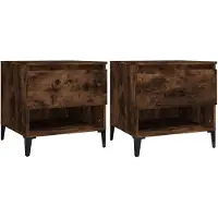 vidaXL Bijzettafels 2 st 50x46x50 cm bewerkt hout gerookt eikenkleurig