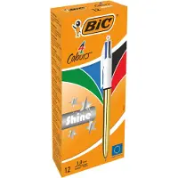 BIC Retractable Medium Point 4 Shine Colours Pen 12 Units Veelkleurig Kinderen