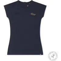 Koko Noko T-shirtjurk Niya met glitters donkerblauw Meisjes Stretchkatoen Ronde hals - maat 86/92 - feestmode / kerstoutfit