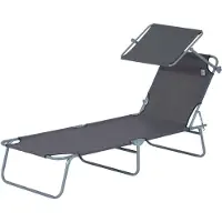 Outsunny Sunny Ligstoel met zonnescherm inklapbaar grijs 187 x 58 x 27cm
