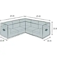 Perel Buitenhoes voor loungeset, beigegrijs, L-vormig, 215 cm x 215 cm x 85 cm x 70 cm