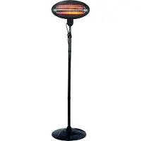 Kippers Rijssen Staande terrasverwarmer, 2000 W, quartz, met trekschakelaar, kantelbeveiliging, 3 warmteniveaus, in hoogte verstelbaar, plensdicht, metaal, zwart