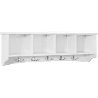 SoBuy FRG48-L-W Wandgarderobe met 5 Haken - Wit - 72x15x23 cm