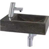 Saqu Nature Collection fonteinset met chromen kraan met autostop links natuursteen